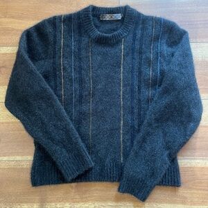 Noble Wilde Men’s New Zealand Striped Wool and Possum Fur Sweater
